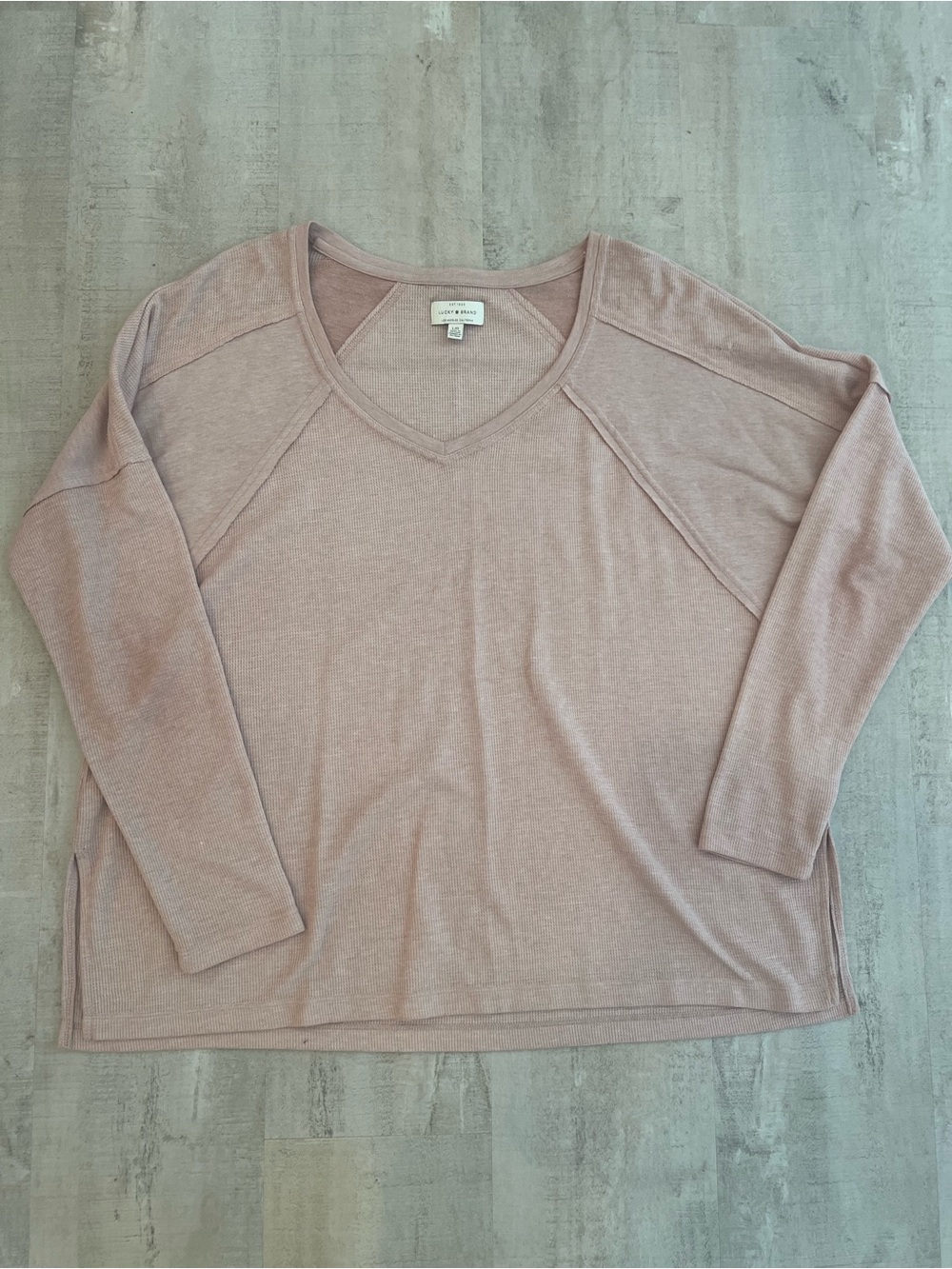 Lucky Brand Dusty Rose V-Neck Long Sleeve Top
